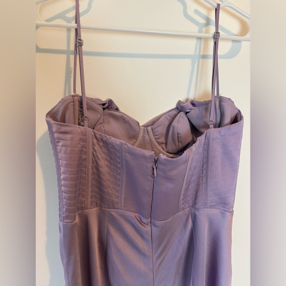 House of CB Charmaine Corset Satin Maxi Slip Dress Lilac Size L back slit - Picture 7 of 11